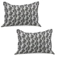 thumbnail image 1 of Black and White Knitted Quilt Pillowcover Set of 2, Lace Style Victorian Flower Motifs on Wavy Backdrop Western Girls Pattern, Standard Queen Pillow Sham Bedroom, 30" x 20", Black White, by Ambesonne, 1 of 1