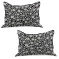 thumbnail image 1 of Black and White Knitted Quilt Pillowcover Set of 2, Nostalgic Paisley Teardrop Motifs with Florals Persian Culture and Art, Standard Queen Pillow Sham Bedroom, 30" x 20", Black White, by Ambesonne, 1 of 1