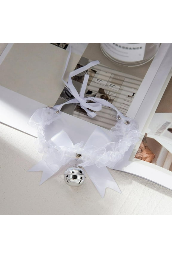 Black White Lace Choker with Bell Sweet Cute Choker Necklaces for Women