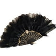thumbnail image 1 of Black White Lace Embossed Flower Wedding Favors Folding Hand Fans Fan Tea Party Feather Fan, 1 of 6