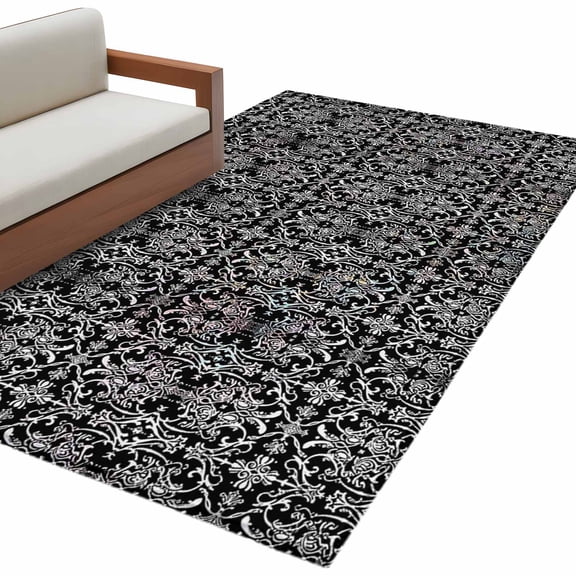 Black and White Large Area Rugs for Bedroom Living Room, Soft Non Slip Carpet Bedside Rug, Modern Moroccan Geometric Abstract Art Rectangular Floor Cover Kitchen Accent Rug 3'x5' for Office