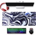 thumbnail image 1 of Black White Large Mouse Pad XXL Extended Abstract Waves Mousepad Marble Texture Non-Slip Rubber Base Gaming Mouse Mat Rectangle Laptop Keyboard Desk Pads(Size:31.5x11.8in), 1 of 6