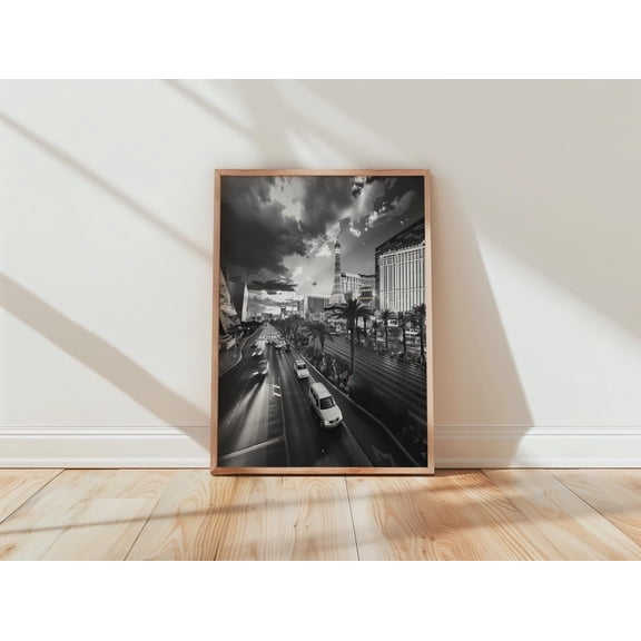 Black White Las Vegas Strip Cityscape Modern Urban Graphic Poster Unframed Paper Print