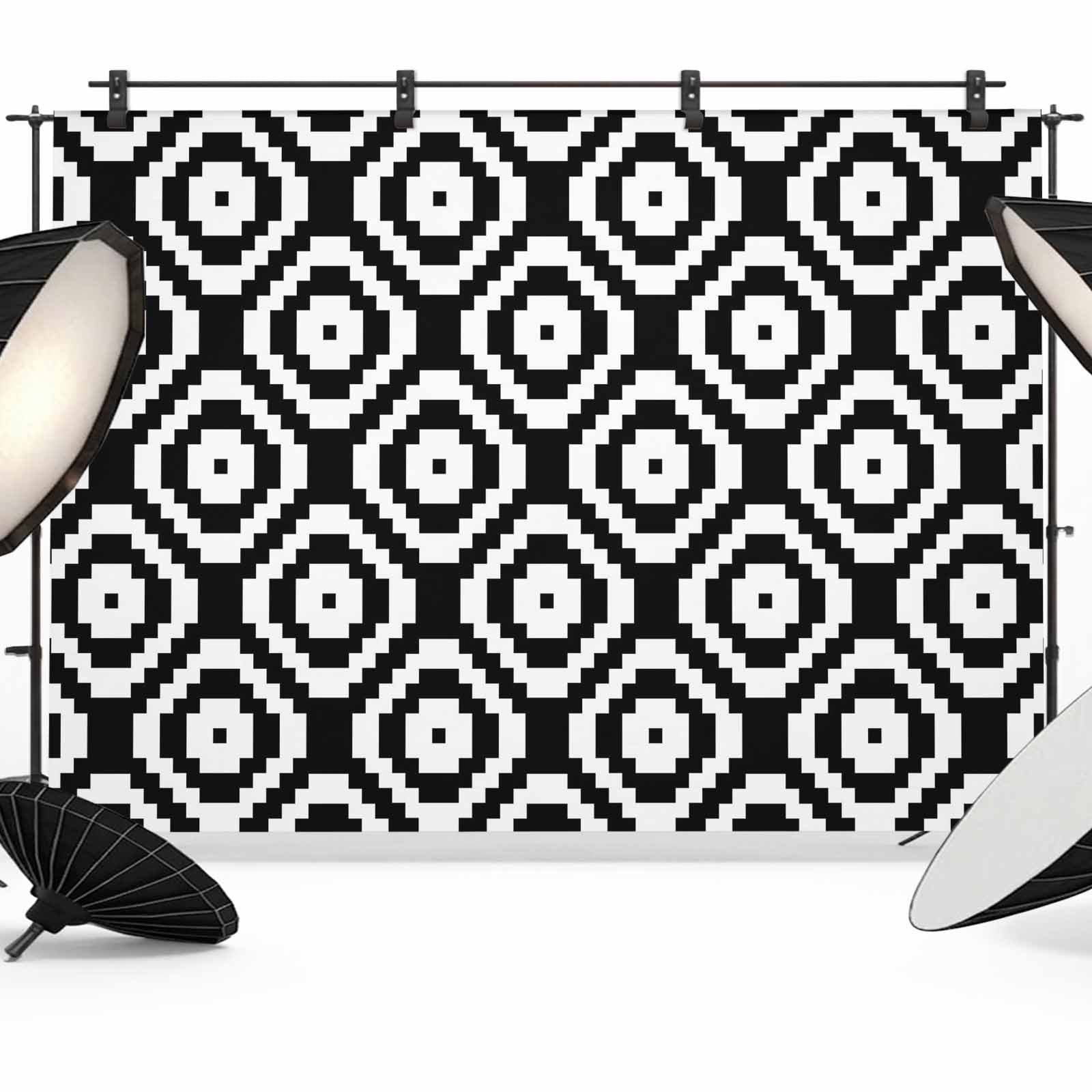 Black White Lattice Photography Backdrop 8x6FT, Geometric Modern Simple ...