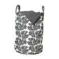 thumbnail image 1 of Black and White Laundry Bag, Foliage Plant in Monochromatic Style with Curvy Sprigs Full of Leaves, Hamper Basket with Handles Drawstring Closure for Laundromats, 13" x 19", Black White, by Ambesonne, 1 of 4