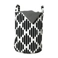 thumbnail image 1 of Black and White Laundry Bag, Modern Boho Geometric Stripes Pattern Mosaic Style Abstract Art Deco, Basket with Handles Drawstring Closure for Laundromats, 13" x 19", Charcoal Grey, by Ambesonne, 1 of 4