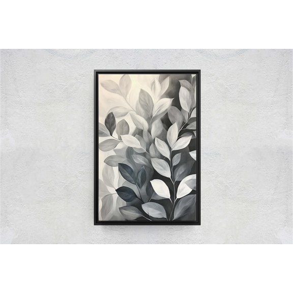 Black White Leaves Leaf Gallery Style Wall Decor Unframed Paper Print