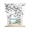 thumbnail image 1 of Black White Leaves Tie Up Curtains for Windows 45 Inch Length Balloon Curtains Kitchen Adjustable Balloon Window Shade Minimalist Natural Trees Watercolor Tie Up Bathroom Curtain Window 52"x45", 1 of 6