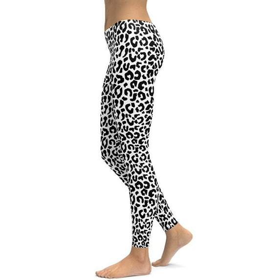 Black & White Leopard Leggings Size: S for Women | FIERCEPULSE