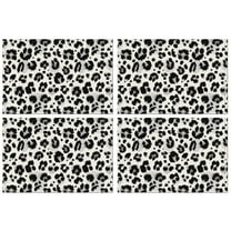 Black and White Leopard Pattern Summer Placemats Table Placemats Set Of 4-Linen Kitchen Washable Placemats Table Mats 11.8"x17.7"Non-Slip Heat Resistant