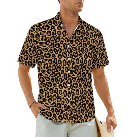Black White Leopard Print Beach Shirt Man Animale Snow Cheetah Casual Shirts Hawaiian Shor