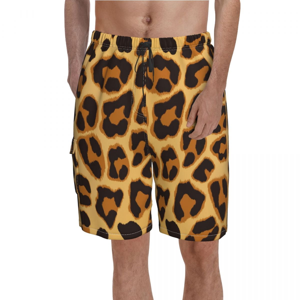 Black White Leopard Print Board Shorts Animale Snow Cheetah Pattern