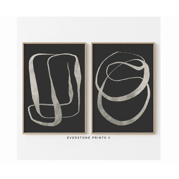Black White Line Art Minimal Abstract Wall Poster Home Decor Office Wall Art Set 2 Set 2
