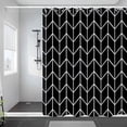 thumbnail image 1 of Black White Line Pattern Shower Curtain for Bathroom Boho Waterproof Shower Curtains Cloth with Hooks Bohemian Stripe Fabric Home Bath Decor Curtain 72x84 inches, 1 of 6
