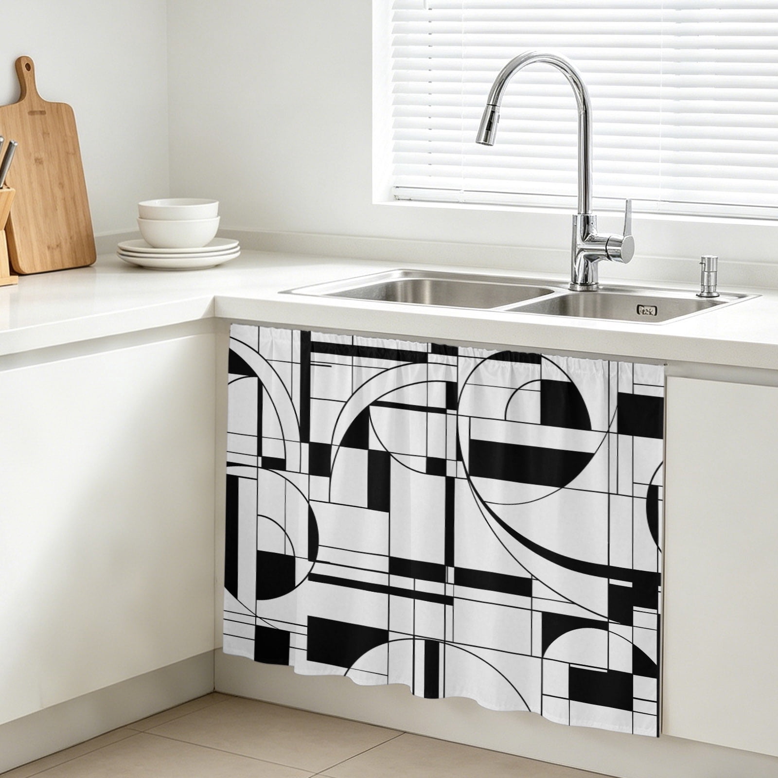 Curated visual reference: Modern Minimalist Shelf Design Inspiration Reference: Black White Linear Grid Cabinet Curtain Modern Abstract Geometric