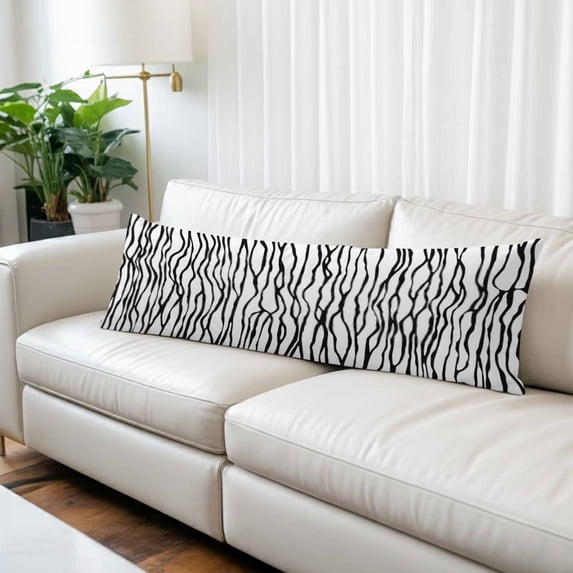 Black White Lines Body Pillow Covers 20"x54", Retro Stripes Texture Minimalist Art Soft Brushed Microfiber Breathable Throw Pillow Covers, Pillowcase with Zipper for Couch Sofa Bedroom Living Room