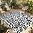 thumbnail image 1 of Black White Lines Outdoor Rug for Patio/Deck/Porch, Non-Slip Large Area Rug 5 x 8 Ft, Retro Stripes Texture Minimalist Art Indoor Outdoor Rugs Washable Area Rugs, Reversible Camping Rug Carpet Runner, 1 of 8