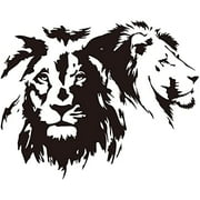 Black and White Lion Theme Wall Decals 2 Lion Head Face Wall Stickers Decor Vinyl Wall Decor Stickers DIY Wall Art Wall Decals Sticker Decor for Living Room Bedroom Wall Decals