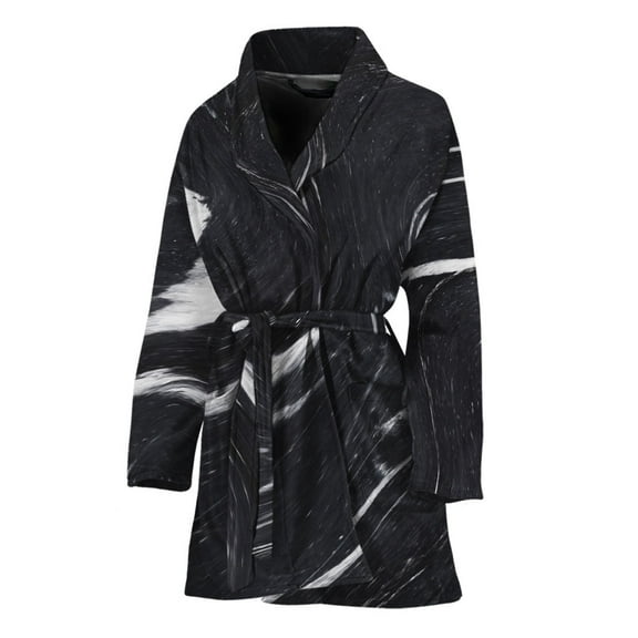 Black White Liquid Marble Women Bathrobe One Size Univeral Fits Fashion Lightweight Plush Fleece Long Robe For Women