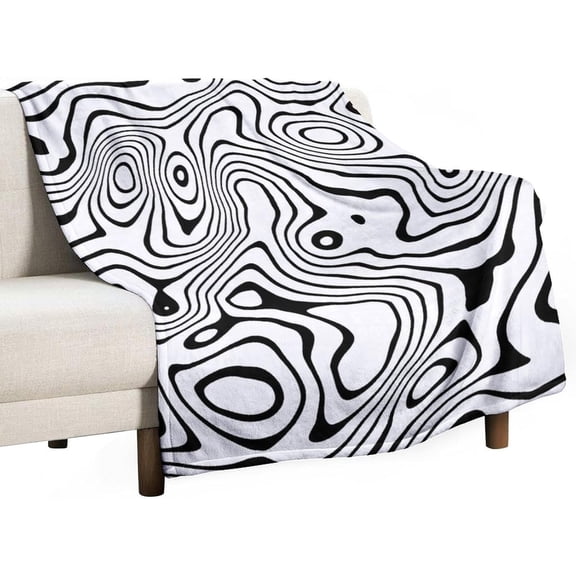 Black White Liquid Swirl Throw Blankets Christmas Birthday American National Flag Decor Eagle Lovers Gifts for Home Bed Couch 40"x50"