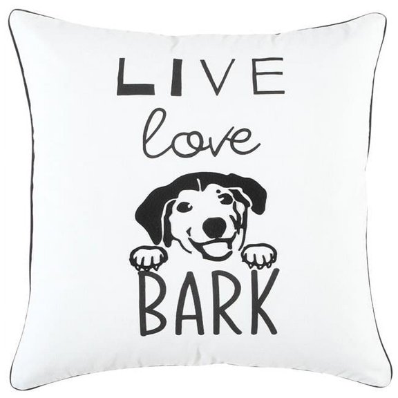 Black & White Live Love Bark Modern Throw Pillow