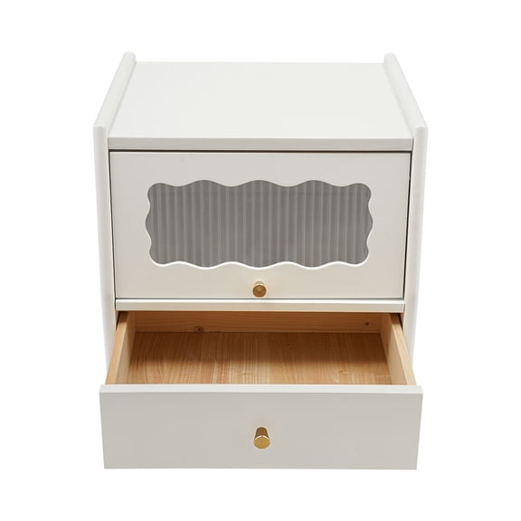 Black/White/Log Bedside Cabinet 2-Tier Bedside Cabinet Nightstand Bedside Table Bedroom for Living Room, Office, Bedroom 17.1*15.7*18.9in