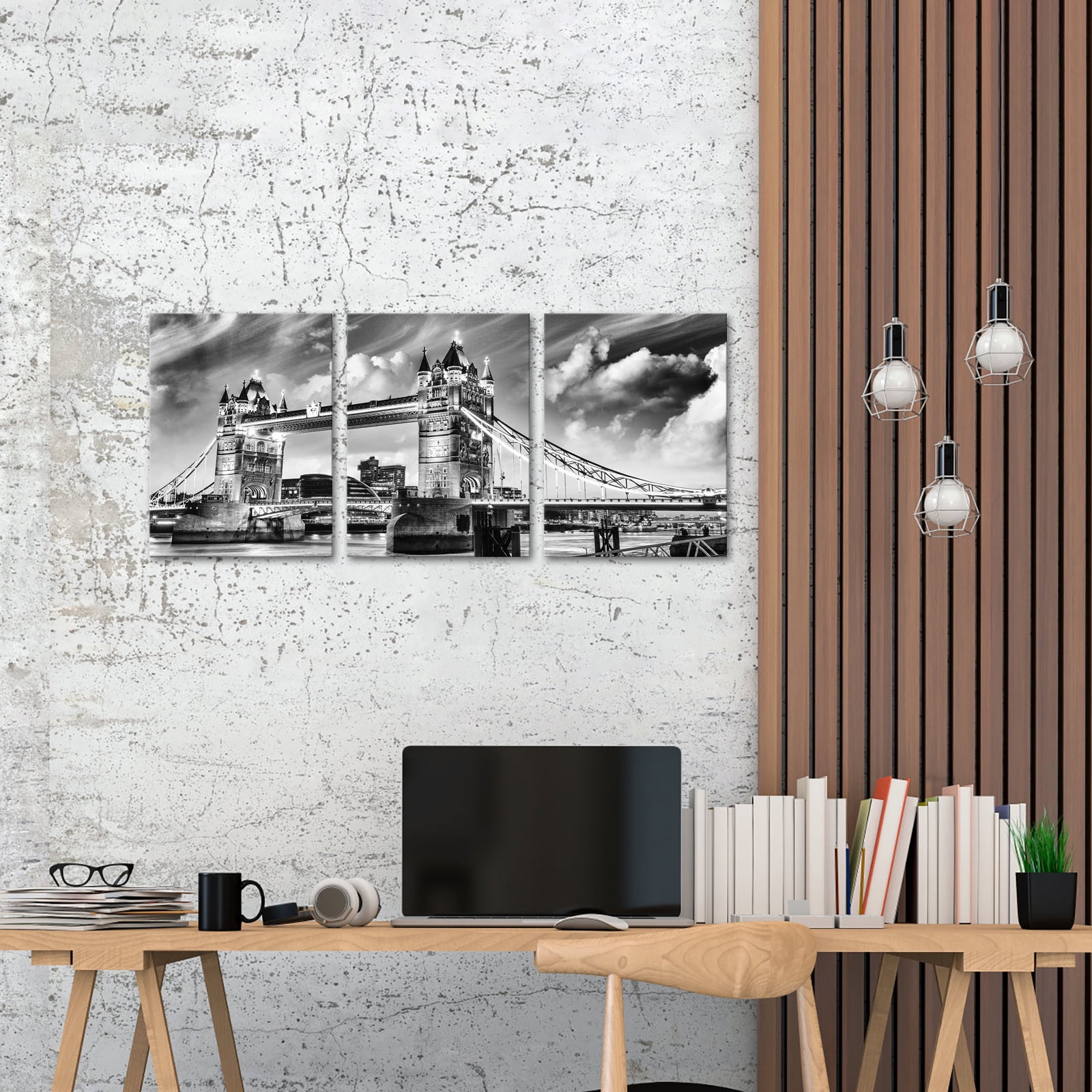 Black White London Tower Bridge Canvas Wall Art England Cityscape ...