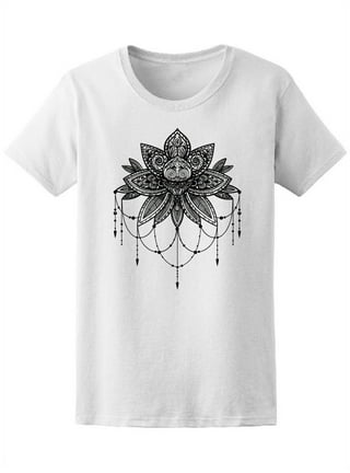 Mens Lotus Flower Long Sleeve Tee Shirt Black / X-Large