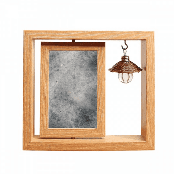 Black White Marble Antique Pattern Wooden Rotating Picture Photo Frame 4x6