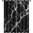 Black White Marble Blackout Curtains, Modern Abstract Window Drapes for ...