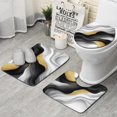 thumbnail image 1 of Black White Marble Gold Wave Pattern Bathroom Rugs Sets 3 Piece,Toilet Cover Set,Absorbent Non Slip Bathroom Mats Sets with U-Shaped Contour Rug Toilet Rug Set, 1 of 5