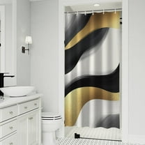 Black White Marble Gold Wave Pattern Shower Curtain 36"x72" ,Bathroom Decorative Shower Curtains Set with 12 Hooks,Modern Waterproof Washable Shower Curtain