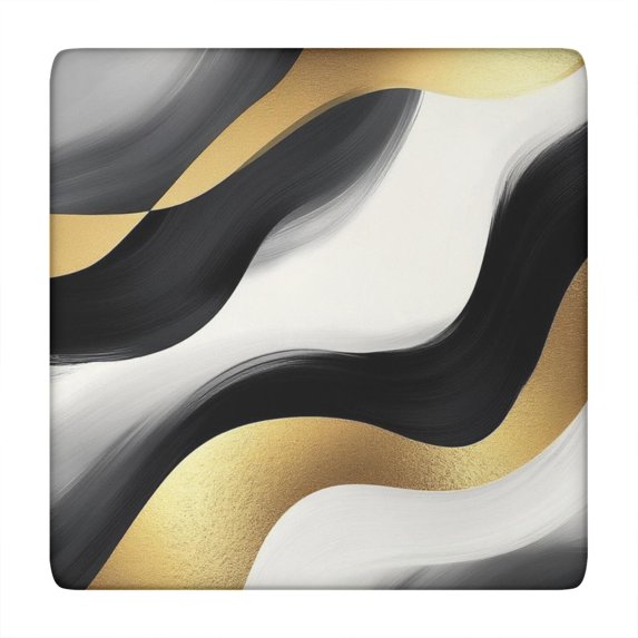 Black White Marble Gold Wave Pattern Square Fitted Tablecloth with Elastic Edge,Square Table Cover,Washable Elastic Table Cover for Home Kitchen Party Decor 34"x34"
