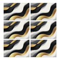 thumbnail image 1 of Black White Marble Gold Wave Pattern Summer Placemats Table Placemats Set Of 6-Linen Kitchen Washable Placemats Table Mats 11.8"x17.7" Non-Slip Heat Resistant, 1 of 5
