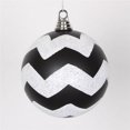 thumbnail image 1 of Black & White Matte Glitter Chevron Ball Ornament, 6 in., 1 of 1