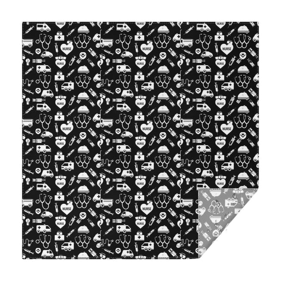 Black White Medical Symbol Pattern Square Tablecloth,Waterproof Square Table Cover,Wipeable Spillproof Washable Table Cover for Home Kitchen Party Decor 42"X42"(107x107cm)