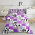 thumbnail image 1 of Black White Milk Cow Print Bedding,Rustic Farmhouse Animal Skin Comforter Set Daisy Floral Down Comforter,Light Purple Checked Plaid Patchwork Grid Quilt Twin,Beehive Heart Cute Room Decor, 1 of 5