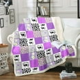 thumbnail image 1 of Black White Milk Cow Print Blanket,Rustic Farmhouse Animal Skin Throw Blanket Daisy Flower Fleece Blanket 50"x60",Purple Checked Plaid Patchwork Grid Sherpa Blanket,Beehive Heart, 1 of 5