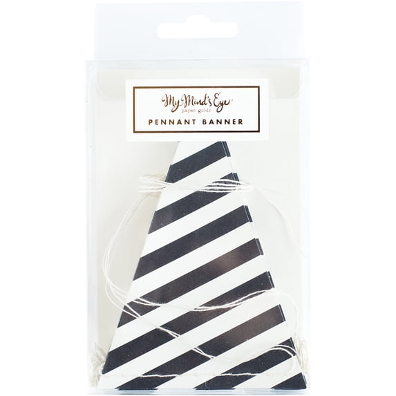 Black & White Mini Banner 8'-32 Striped Pennants