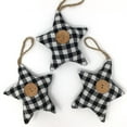 thumbnail image 1 of Black & White Mini Buffalo Plaid Homespun Fabric Star Christmas Ornaments - Set of 3 by JCS, 1 of 4
