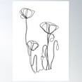 thumbnail image 1 of Black & White Minimalist Drawing Poppies Poster Wall Art, Modern Wall Decor For Living Room Bedroom, 24x36 UNFRAMED, 1 of 3