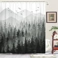 thumbnail image 1 of Black and White Misty Forest Shower Curtain Set Grey Gray Ombre Waterproof Fabric Shower Curtains Nature Tree Mountain Woodland Decorative Bathroom Bath Curtain Decor (72'''' × 72'''', Black), 1 of 6