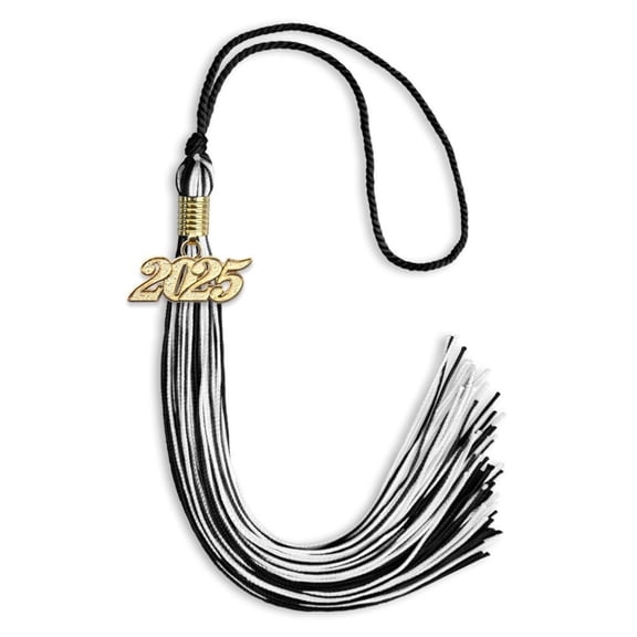 Endea Graduation Black/White Mixed Color Graduation Tassel with Gold Date Drop