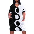 thumbnail image 1 of Black White Mod Loose Pocket Dress women dress Dress vintage Women"s long, 1 of 6