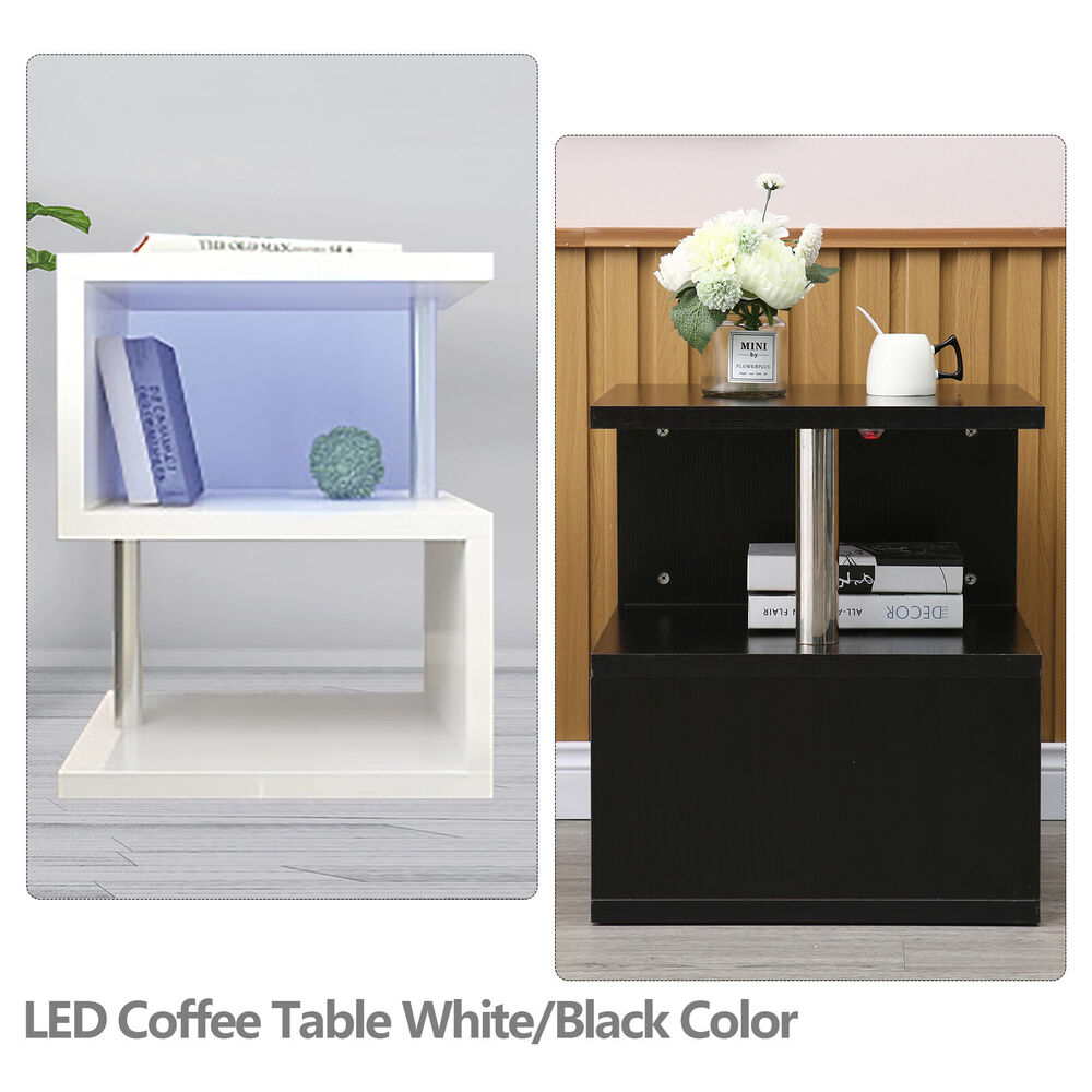 Black/White Modern High Gloss Coffee Table Living Room Storage