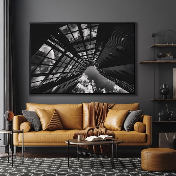 Black And White Modern Multi, Storey Building Photo Poster Urban Art Wall Art City Art Architecture Stretch Up To The Sky Decor, Unframed Poster Size 8x12