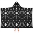 thumbnail image 1 of Black White Moon Leaf Flower Eye Pattern Hooded Bath Towel，60"x35" for Ages 3 To 12 Kids, Quick Dry Lightweight Soft Microfiber Hood Beach Towel Cover Up for Kids, 1 of 7