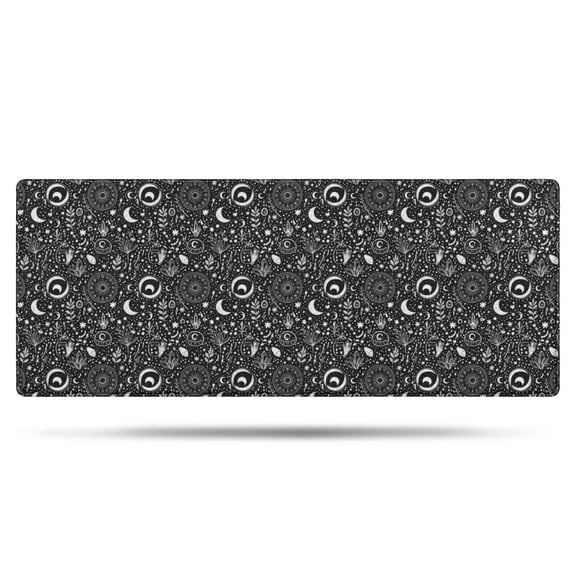 Black White Moon Plant Pattern Bathroom Rugs Mat,Non Slip Microfiber Bathroom Rug,Rubber Backing,Soft Bathroom Mats for Bathroom Floor,Tub and Shower,60x24in(150x60cm)