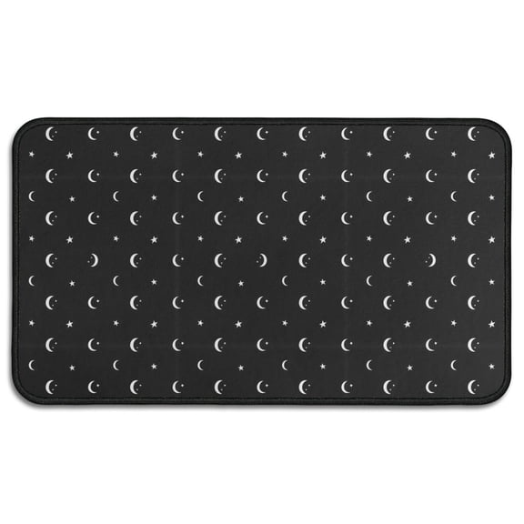 Black White Moon Star Pattern Door Rugs,Washable Non Slip Door Mats Indoor,Decorative Door Mats,Entry Mat Indoor for Entrance,Bedroom,Kitchen,Bathroom,30"x17"