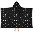 thumbnail image 1 of Black White Moon Star Pattern Hooded Bath Towel，60"x35" for Ages 3 To 12 Kids, Quick Dry Lightweight Soft Microfiber Hood Beach Towel Cover Up for Kids, 1 of 7